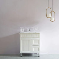 Modern Shaker Matt White Freestanding Floor Vanity Cabinet & Ceramic Top Right Hand Drawer 750X460X860 ,