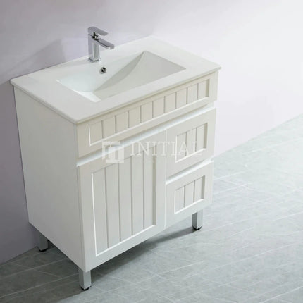 Modern Shaker Matt White Freestanding Floor Vanity Cabinet & Ceramic Top Right Hand Drawer 750X460X860 ,