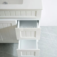 Modern Shaker Matt White Freestanding Floor Vanity Cabinet & Ceramic Top Right Hand Drawer 900X460X860 ,