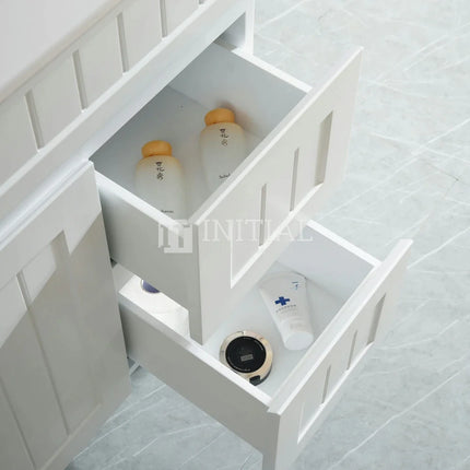 Modern Shaker Matt White Freestanding Floor Vanity Cabinet & Ceramic Top Right Hand Drawer 900X460X860 ,