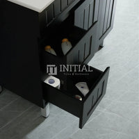 Modern Shaker Matt Black Freestanding Floor Vanity Cabinet & Ceramic Top Left Hand Drawer 900X460X860 ,