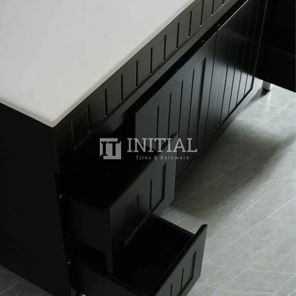 Modern Shaker Matt Black Freestanding Floor Vanity Cabinet & Ceramic Top Single Bowl 1500X460X860 ,