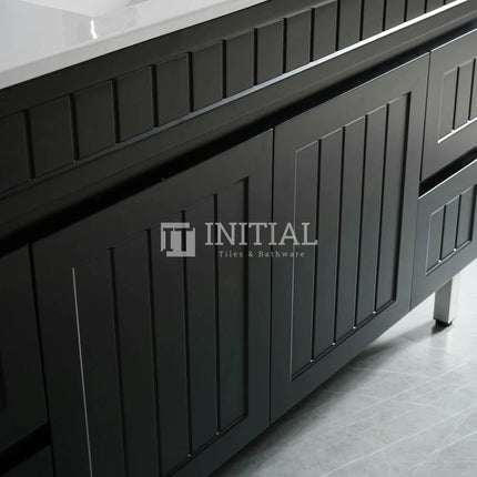 Modern Shaker Matt Black Freestanding Floor Vanity Cabinet & Ceramic Top Single Bowl 1500X460X860 ,