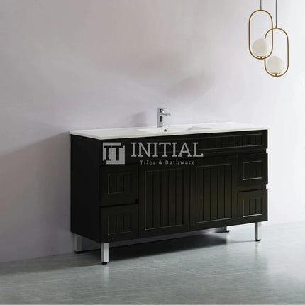 Modern Shaker Matt Black Freestanding Floor Vanity Cabinet & Ceramic Top Single Bowl 1500X460X860 ,