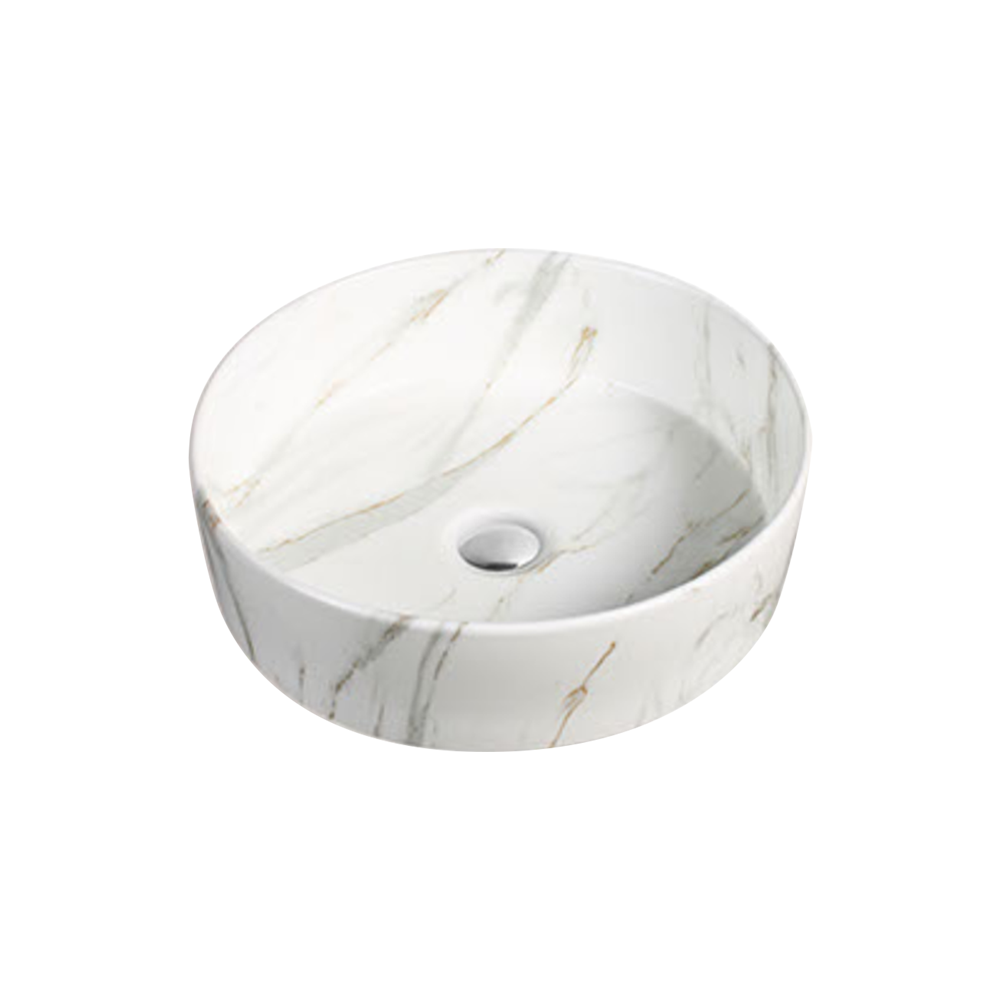 Matt Round Above Counter Basin White Marble 400X400X150 ,