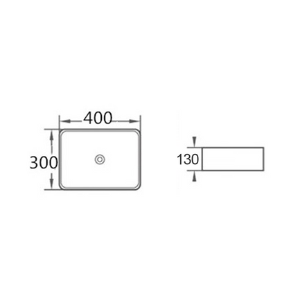 Gloss Rectangle Above Counter Basin White 400X300X130 ,