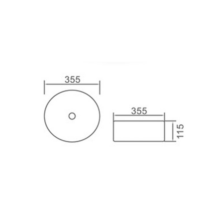 Gloss Round Above Counter Basin Silky Silver Outside 355X355X115 ,