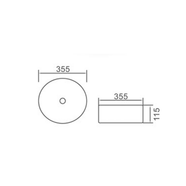 Gloss Round Above Counter Basin Silky Silver Outside 355X355X115 ,