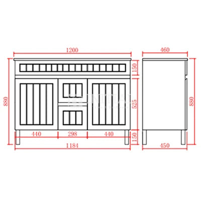 Modern Shaker Matt Black Freestanding Floor Vanity Cabinet & Ceramic Top Double Bowl 1200X460X860 ,