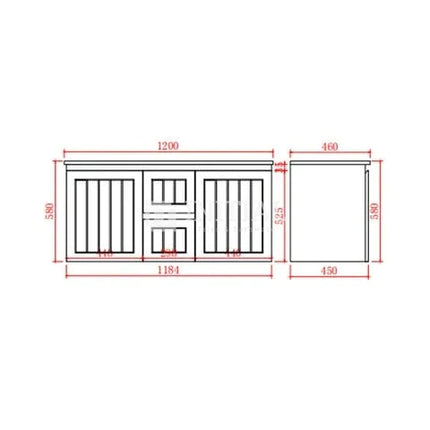 Modern Shaker Matt Black Wall Hung Vanity Cabinet Only & Ceramic Top Available Double Bowl 1190W X 450H X 560D ,