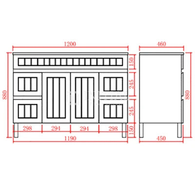Modern Shaker Matt White Freestanding Floor Vanity Cabinet & Ceramic Top Single Bowl 1200X460X860 ,