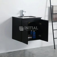 590W X 450H X 560D Modern Shaker Matt Black Wall Hung Vanity Two Doors Cabinet Only & Ceramic Top Available ,