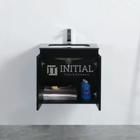 590W X 450H X 560D Modern Shaker Matt Black Wall Hung Vanity Two Doors Cabinet Only & Ceramic Top Available ,