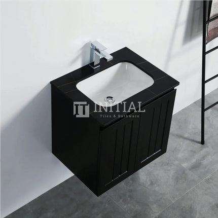 590W X 450H X 560D Modern Shaker Matt Black Wall Hung Vanity Two Doors Cabinet Only & Ceramic Top Available ,