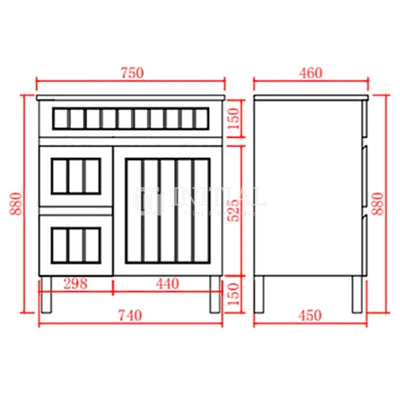 Hampton Modern Shaker Matt White Freestanding Floor Vanity 750W X 460D X 860H ,