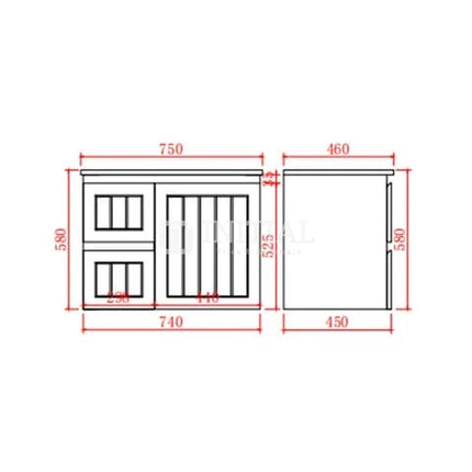 Hampton Modern Shaker Matt Black Wall Hung Left Drawer Vanity 740W X 450H X 560D ,