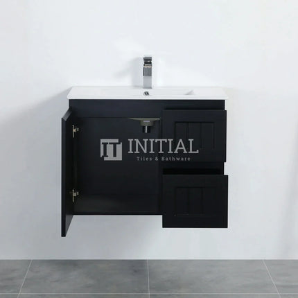 Hampton Modern Shaker Matt Black Wall Hung Right Drawer Vanity 740W X 450H X 560D ,