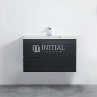 890W X 450H X 560D Modern Shaker Matt Black Wall Hung Vanity Left Drawer Cabinet Only & Ceramic Top Available ,