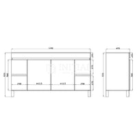 Begin Wood Grain PVC Filmed Freestanding Floor Vanity With 2 Doors and 4 Drawers White Oak 1490W X 830H X 450D ,