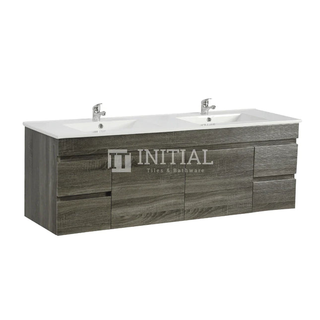 Begin Wood Grain Wall Hung Vanity Dark Grey 1490W X 500H X 450D ,