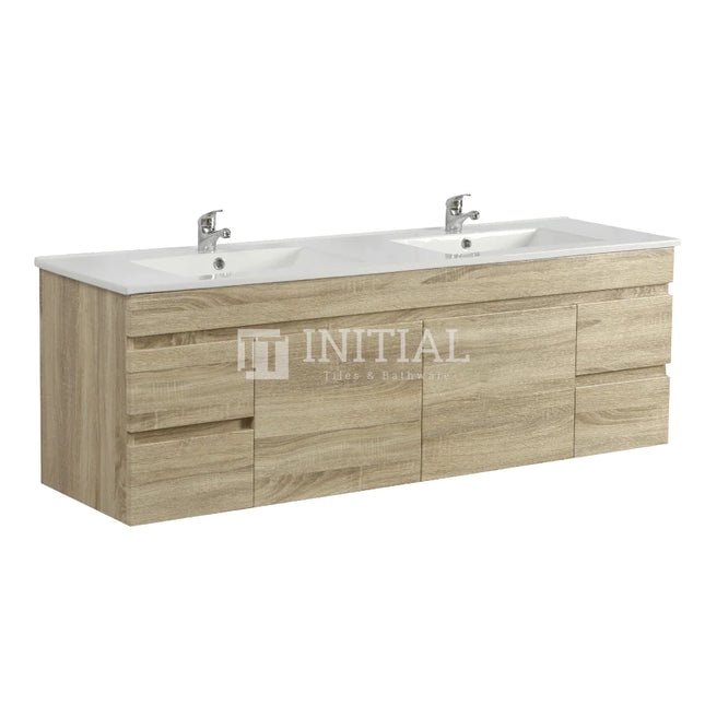 Begin Wood Grain Wall Hung Vanity White Oak 1490W X 500H X 450D ,