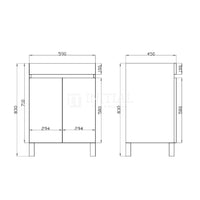 Begin Wood Grain PVC Filmed Freestanding Floor Vanity With 2 Doors White Oak 590W X 830H X 455D ,