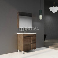 Begin 750 Dark Oak Wood Grain MDF Freestanding Vanity, 1 Solid Door, 2 Drawers ,