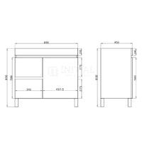 Begin Wood Grain PVC Filmed Freestanding Floor Vanity With 1 Door and 2 Drawers Left Side White Oak 890W X 830H X 450D ,