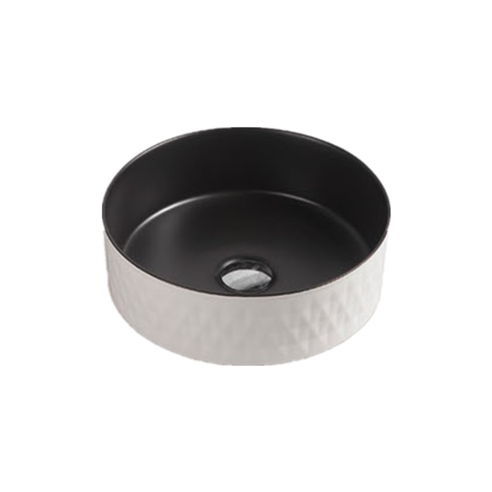 Gloss Round Above Counter Basin Black & White 355X355X115 ,