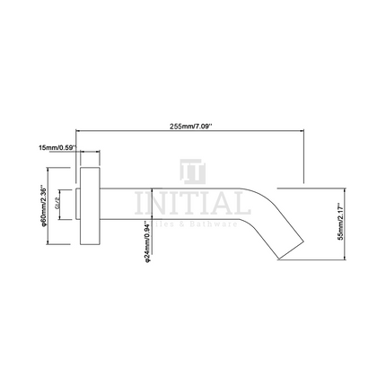 Bathroom Petra Wall Bath Spout Gun Metal Grey ,