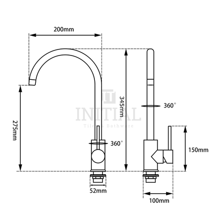 Kitchen Petra Brushed Yellow Gold 360° Swivel Sink Mixer ,