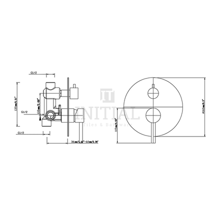 Bathroom Petra Shower Wall Mixer with Diverter in Brushed Nickel ,