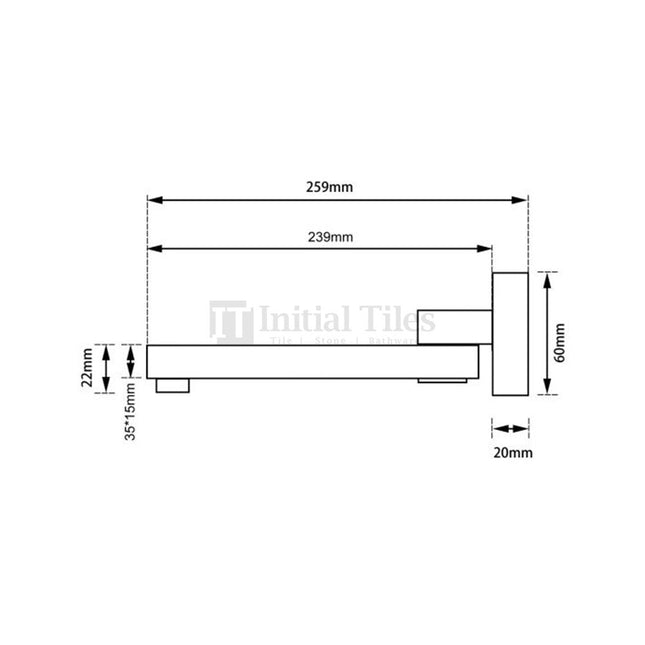 Bathroom Block Series Wall Bath Spout Chrome ,