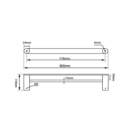 Hash Double Towel Rail 800mm Chrome ,