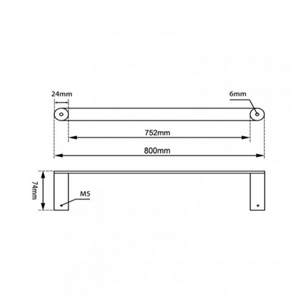 Hash Single Towel Rail 800mm Chrome ,