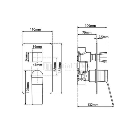 Bathroom Hash Shower Wall Mixer With Diverter Brushed Nickel ,