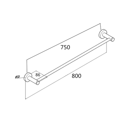 Louis Lever Single Towel Rail 790mm Chrome ,