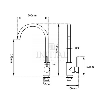 Kitchen Petra Brushed Nickel 360° Swivel Sink Mixer ,