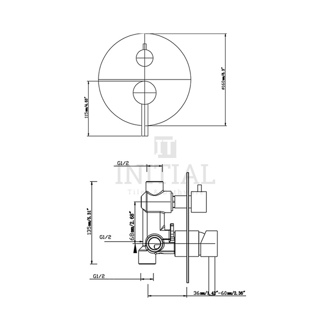 Bathroom Petra Shower Wall Mixer with Diverter Black ,