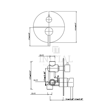 Bathroom Petra Shower Wall Mixer with Diverter Black ,