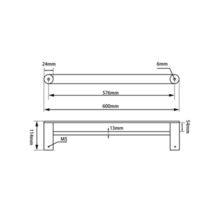 Speranza Double Towel Rail 600mm Chrome & Matt Black ,