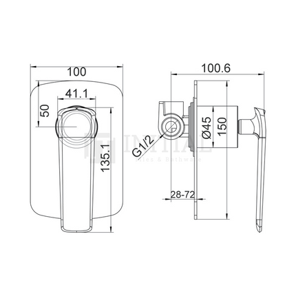 Black Chrome Bathroom Speranza Shower Wall Mixer ,