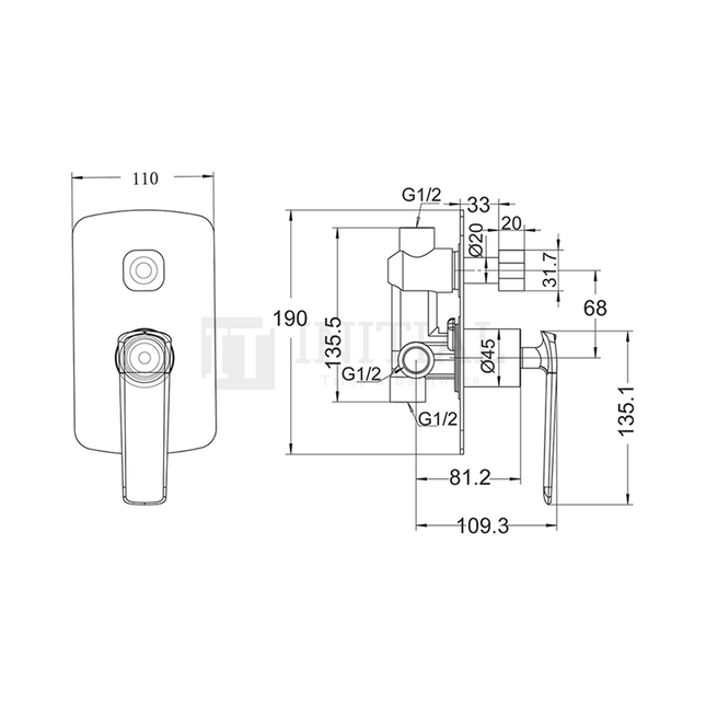 Chrome Bathroom Speranza Shower Wall Mixer ,