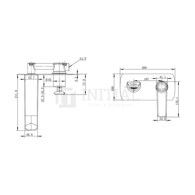 Bathroom Speranza Shower Wall with Diverter Chrome ,