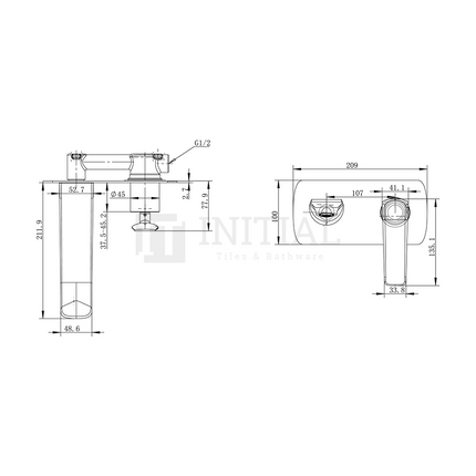 Bathroom Speranza Bathtub Wall Spout Black Chrome ,