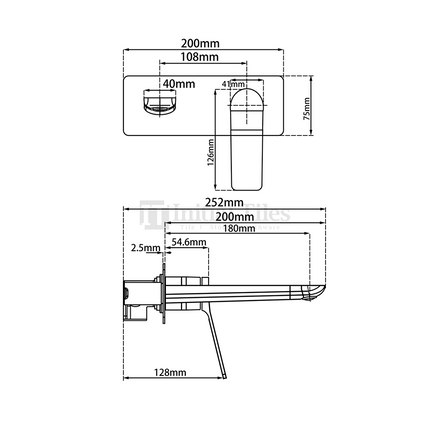 Bathroom Hash Bath Wall Mixer Chrome ,