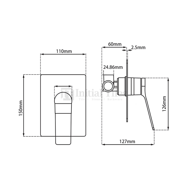 Bathroom Hash Shower Wall Mixer Gunmetal Grey ,