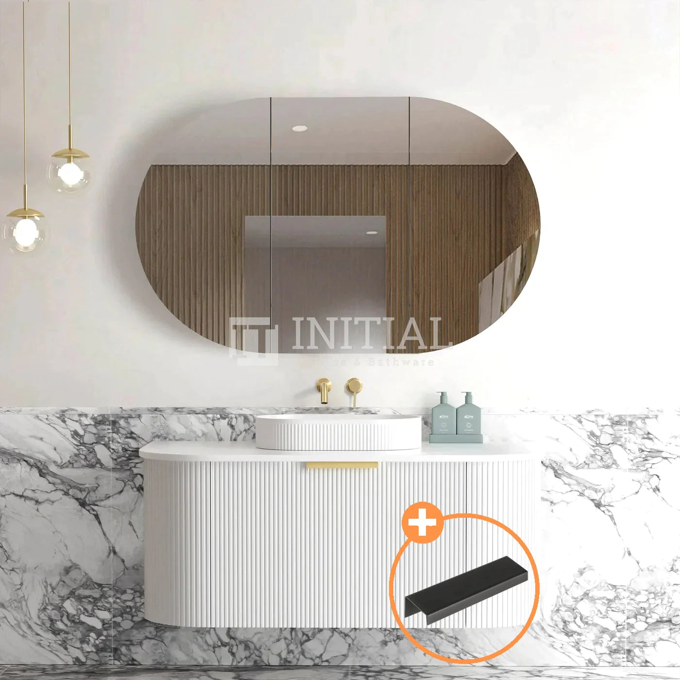 Otti Bondi Wall Hung Curve Vanity with 1 Drawer Matte White 1200X460X450 ,
