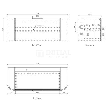 Otti Bondi Wall Hung Curve Vanity with 1 Drawer Matte White 1200X460X450 ,