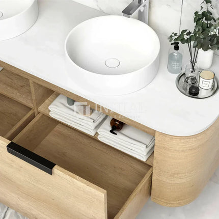 Otti Bondi Wall Hung Curve Vanity with 2 Drawers Natural Oak 1500X450X450 ,